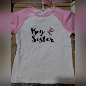 Big Sister Pink and White Kids Shirt
